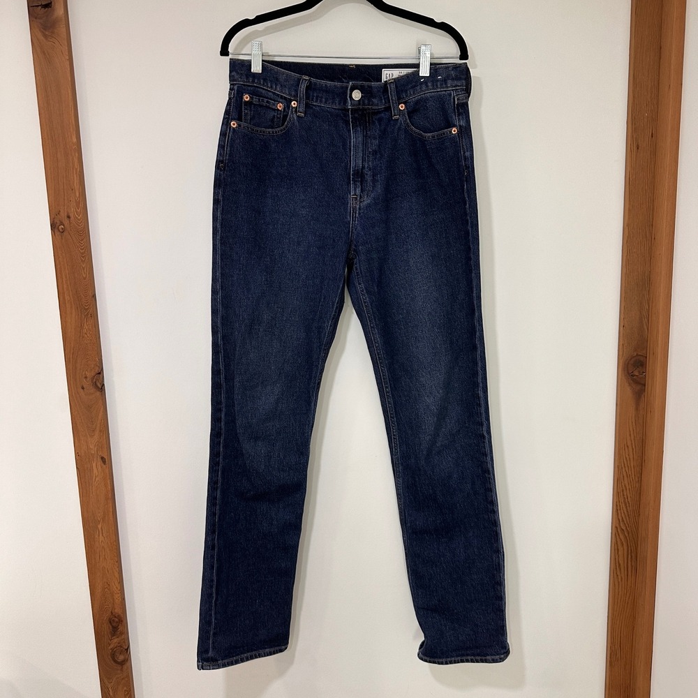 Gap '90s Straight High Rise Women 30/10L Dark Indigo Long Inseam | Classic Retro